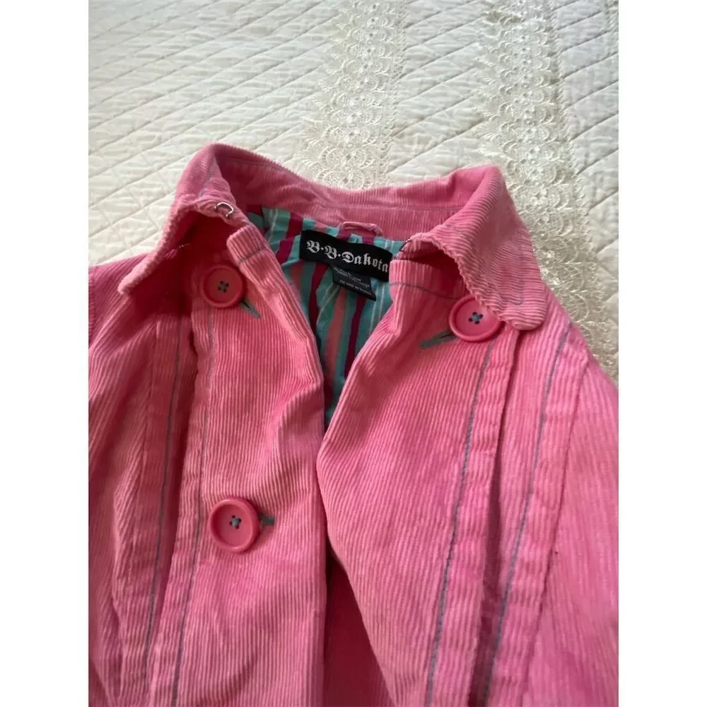 B.B. Dakota Vintage Pink Corduroy Double-Breasted ShortJacket Size L